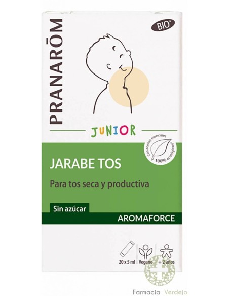 PRANARÔM Aromaforce junior jarabe tos BIO 20 sobres x 5 ml