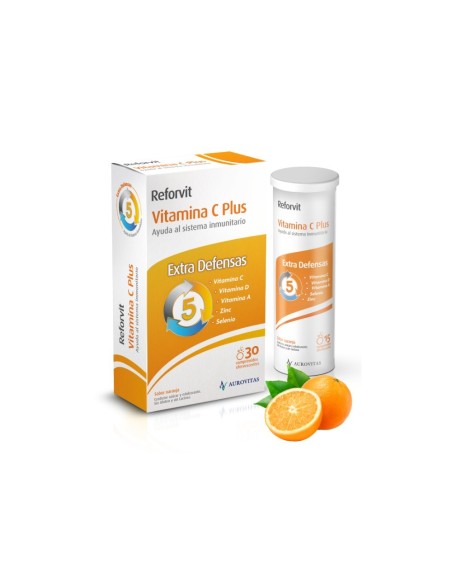 AUROVITAS Vitamina C Plus extra defensas 30 comprimidos efervescentes