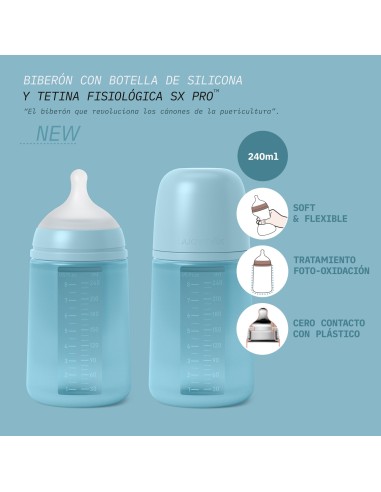 SUAVINEX Biberón Colour Essence de Silicona y Tetina SX Pro 240 ml