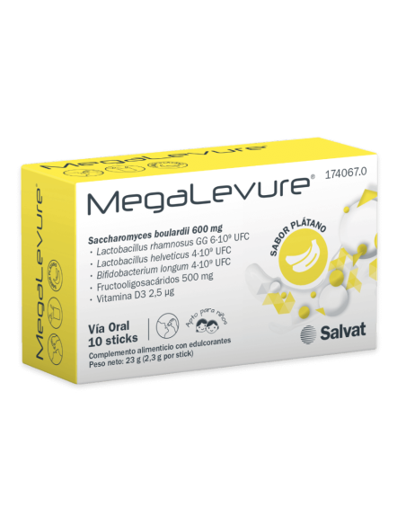 MEGALEVURE PLÁTANO 10 sticks bucodispersables