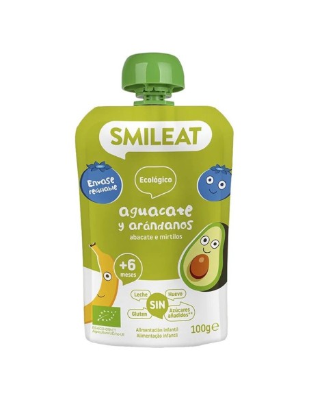 SMILEAT Pouch Leche de Aguacate y Arándanos 100 g ECO
