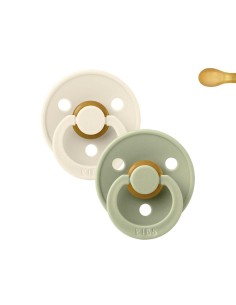 BIBS Colour chupete día ivory/sage 2 unidades tetina simétrica de goma natural
