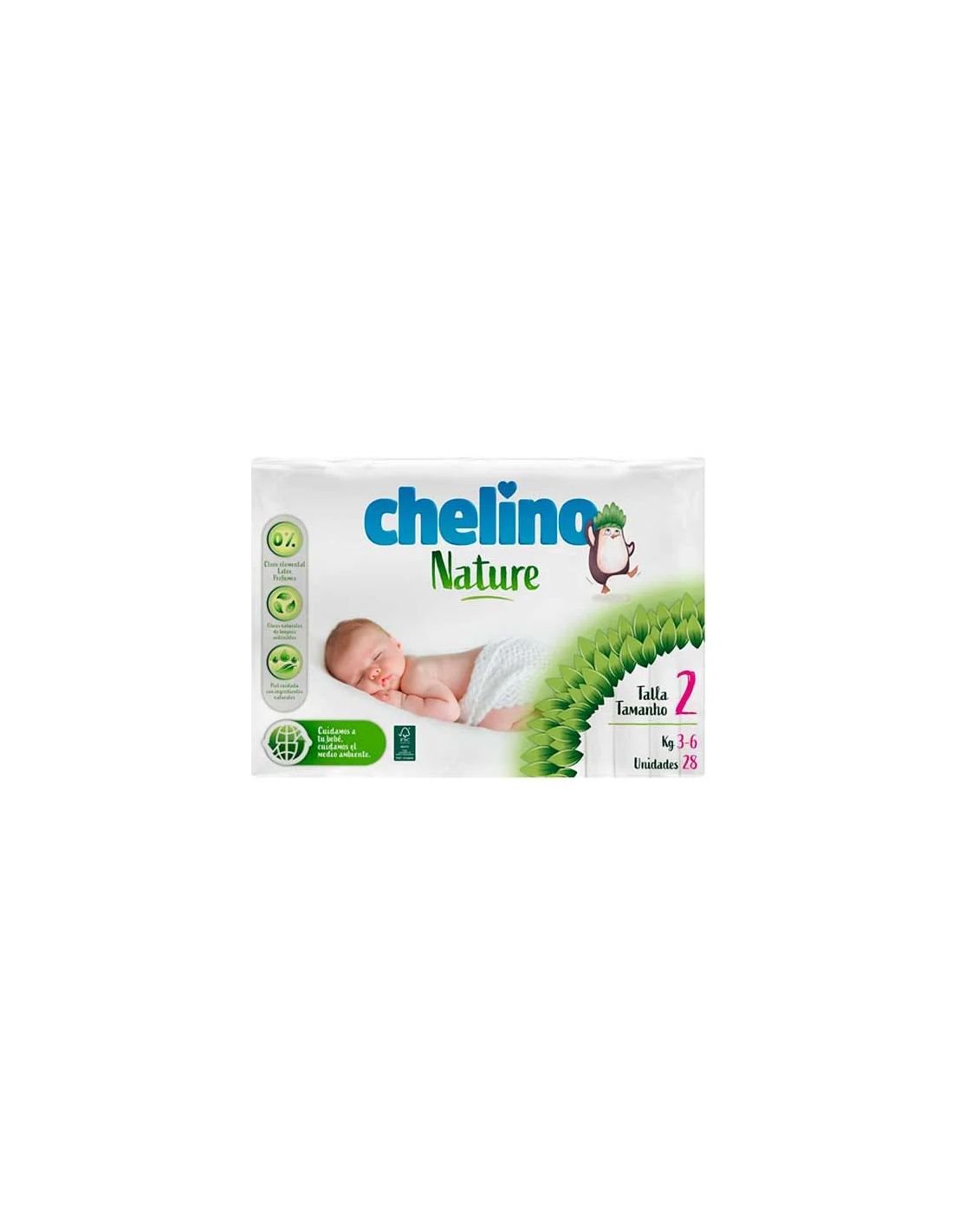 Pañal bebe Chelino Nature Talla 2 3-6Kg 28 unidades