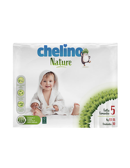 CHELINO NATURE Pañales Talla 5 de 13-18 Kg 30 unidades