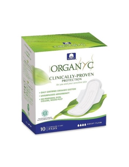 ORGANYC Compresa de Noche con Alas Flujo Abundante