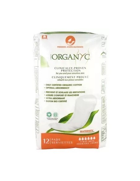 ORGANYC Compresa Post-Parto Primeros Días Sin Alas Muy Abundante