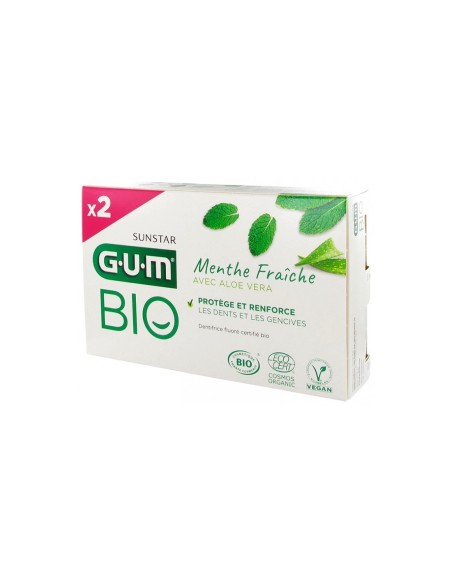 GUM BIO Duplo Pasta Dentífrica Menta Fresca con Aloe Vera 75 ml + 75 ml