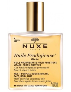 Nuxe Huile Prodigieuse Riche  aceite nutritivo para cara, cuerpo y cabello para pieles secas y muy secas 100 ml