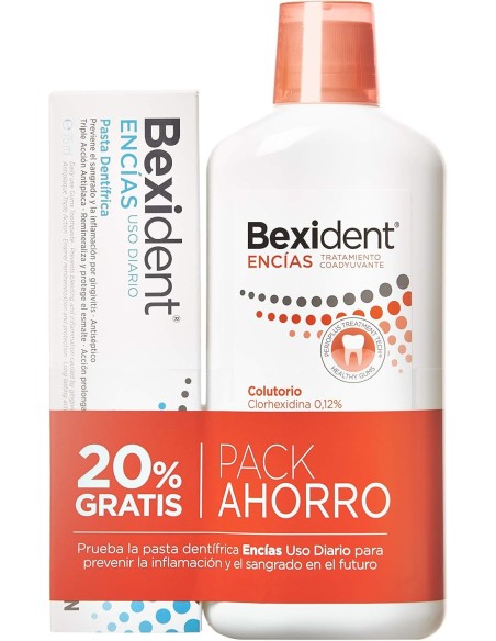 BEXIDENT ENCÍAS Pack Colutorio Tratamiento Coadyuvante 500 ml + Pasta Dentífrica Uso Diarioc 75 ml