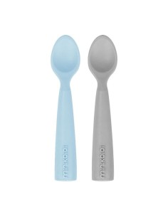 MINIKOIOI Set Cucharas Silicona - Azul / Gris