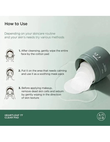 ANUA HEARTLEAF 77% Clear Pad - Discos