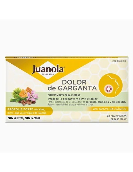 JUANOLA Própolis Forte con Altea, Mirra, Aloe Vera y Líquen de Islandia 20 comprimidos para chupar