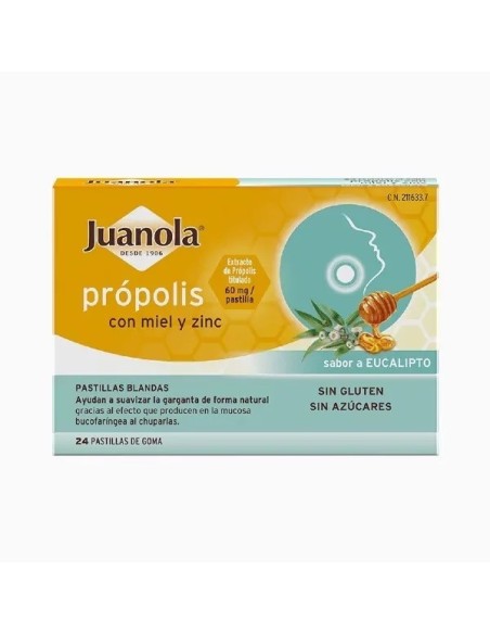 JUANOLA Própolis con Miel y Zinc  24 pastillas de goma