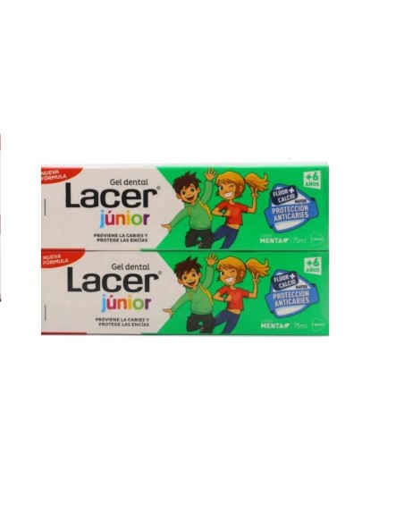 LACER JUNIOR Gel Dental Flúor Sabor Menta 2 x 75 ml - DUPLO