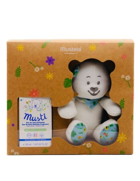 MUSTELA COFRE MUSTI Agua Perfumada 50 ml + Osito de REGALO Pastel