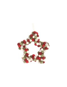 MONNËKA Corona de Navidad Star Pompones Claus