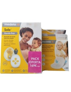 MEDELA SOLO HANDS-FREE Extractor de Leche Eléctrico Simple Manos Libres + Purelan 37 g + Discos 30 unidades - PACK ESPECIAL