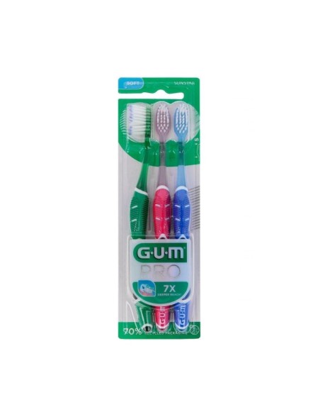 GUM Cepillo Dental Adulto Suave - PACK TRÍO