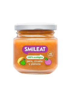 SMILEAT Tarrito 3 Frutas Pera Ciruela y Plátano 130 g ECO