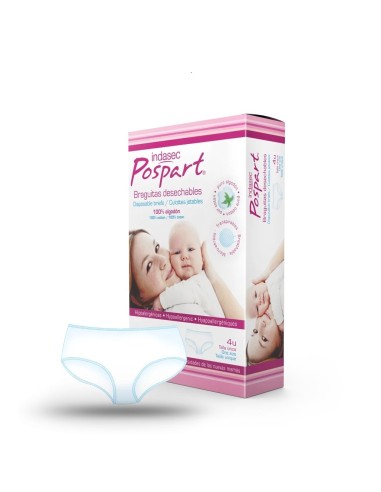 INDASEC POSPART Braguitas Desechables 100 % Algodón 4 unidades