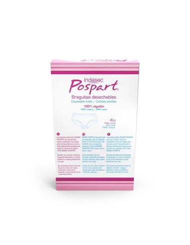 INDASEC POSPART Braguitas Desechables 100 % Algodón 4 unidades
