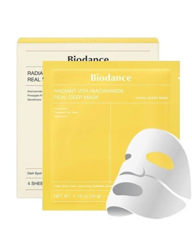 BIODANCE Vita Niacinamide Real Deep Mask - 4 mascarillas faciales