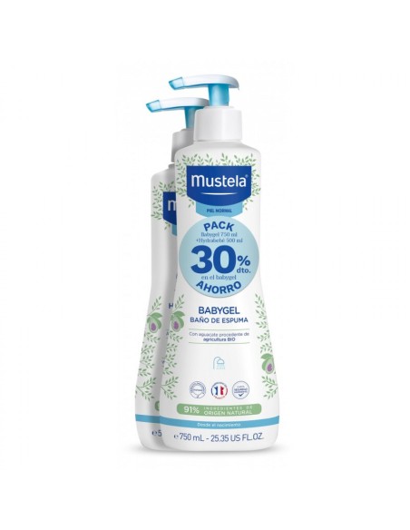MUSTELA Hydra Bebe Leche Corporal BIO 500 ml + Gel de Baño 500 ml PACK