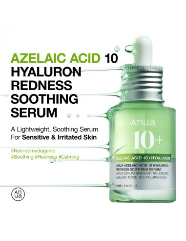 ANUA AZELAIC Acid 10 Hyaluron Redness Soothing Serum - Sérum Calmante
