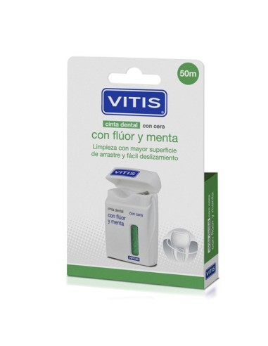 VITIS Cinta Dental con Cera Suave Flúor y Menta
