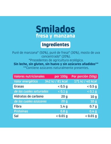 SMILEAT Smilados Flash 100% Fruta Fresa y Manzana 5 unidades ECO