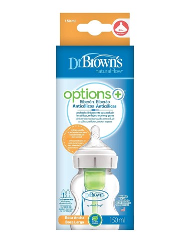 Dr Bronw's Option+ biberon boca ancha silicona redon +0 m 150 ml