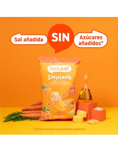 SMILEAT Smilitos Snack de Maiz y Avena con Zanahoria 48 g ECO