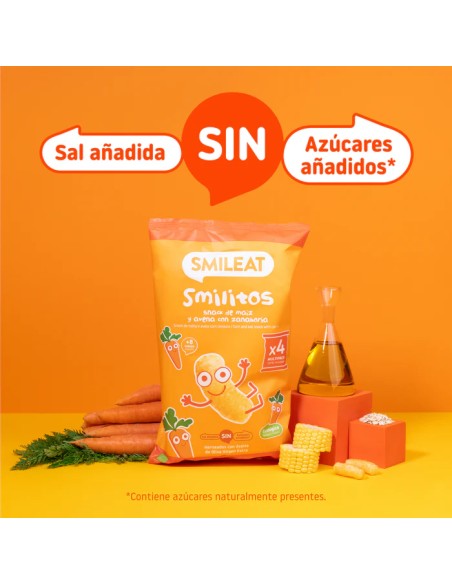 SMILEAT Smilitos Snack de Maiz y Avena con Zanahoria 48 g ECO
