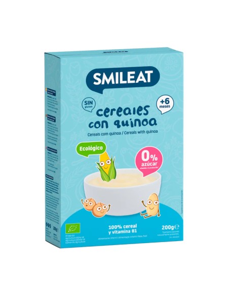 SMILEAT Papilla de Cereales Sin Gluten con Quinoa 200 g ECO