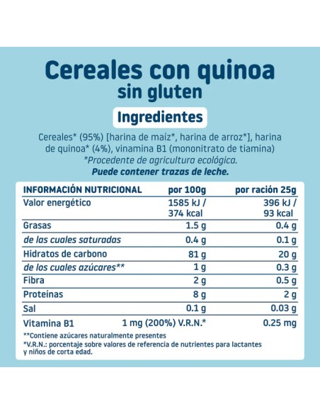 SMILEAT Papilla de Cereales Sin Gluten con Quinoa 200 g ECO