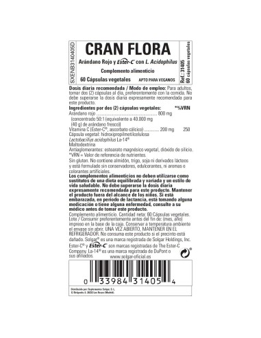 SOLGAR  Cran Flora Plus Ester-C 60 cápsulas vegetales