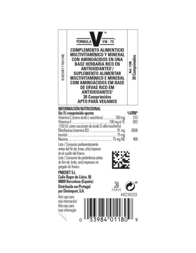 SOLGAR Fórmula VM-75® 60 tabletas