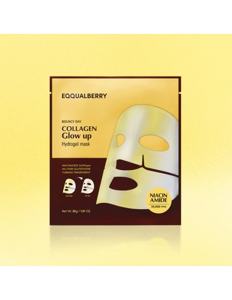EQQUALBERRY Collagen Glow Up Hydrogel Mask - Mascarillas Iluminadoras
