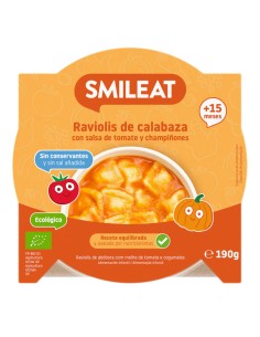SMILEAT Platito de Raviolis de Calabaza con Salsa de Tomate y Champiñones 190 g ECO