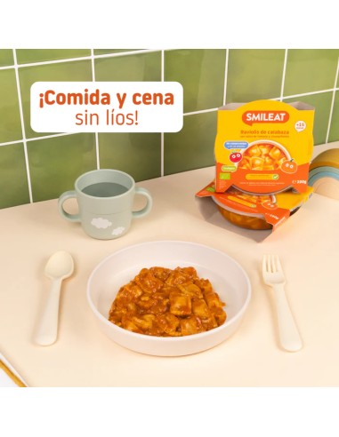 SMILEAT Platito de Raviolis de Calabaza con Salsa de Tomate y Champiñones 190 g ECO