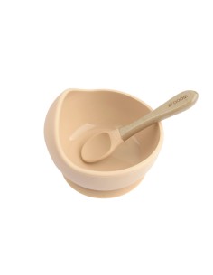 Glitter & Spice bol antiderrames y cuchara de silicona barely nude