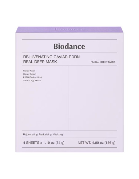 BIODANCE Rejuvenating Caviar PDRN Real Deep Mask - 4 mascarillas faciales