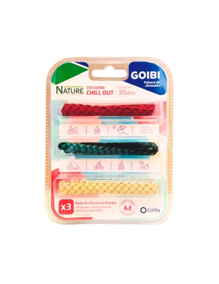 GOIBI NATURE Pulseras de Citronela ECO Cuero Chill Out