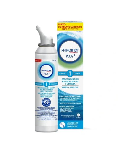 RHINOMER PLUS + Fuerza 1 Bebés y Adultos Spray Nasal 200 ml