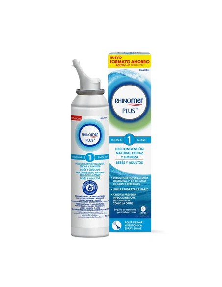 RHINOMER PLUS + Fuerza 1 Bebés y Adultos Spray Nasal 200 ml