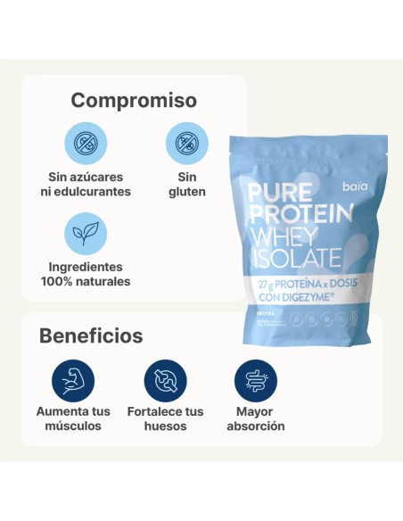 BAÏA Pure Protein Whey Isolate Sabor Neutro 750 g