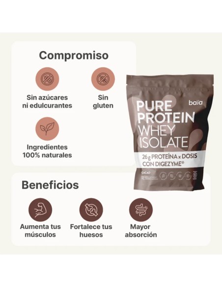 BAÏA Pure Protein Whey Isolate Sabor Chocolate 750 g