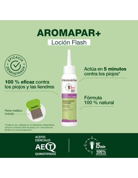 PRANAROM Aromapar Loción contra Piojos y Liendres - Tratamiento Flash