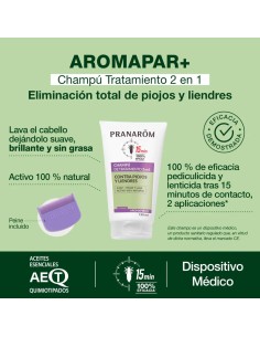 PRANAROM Aromapar Champú contra Piojos y Liendres - Tratamiento 2 en 1 2