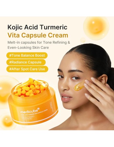 MEDICUBE Kojic Acid Turmeric Vita Capsule Cream - Crema con Microcápsulas